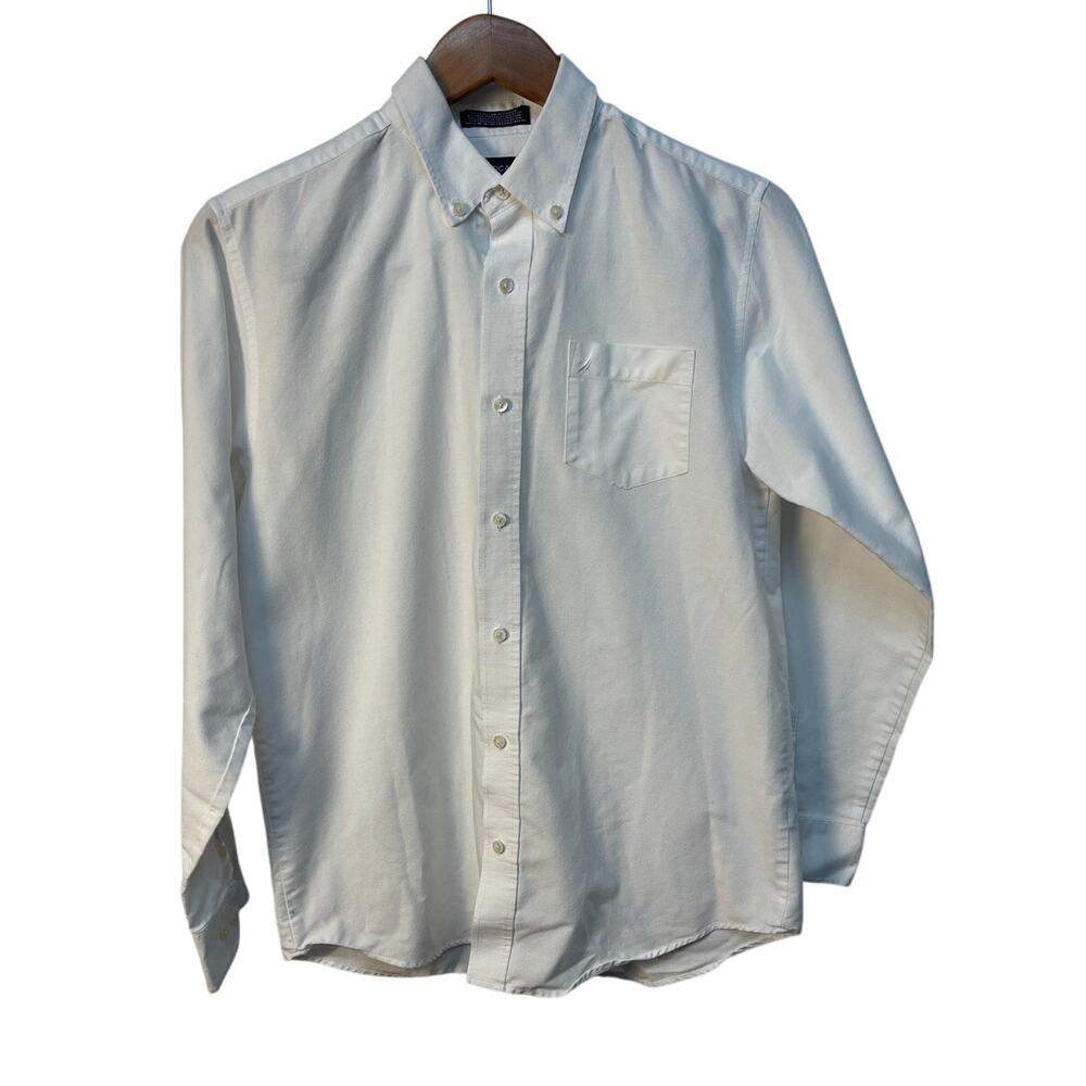 NAUTICA Boys Solid Long Sleeve Oxford Shirt Color White Size 18